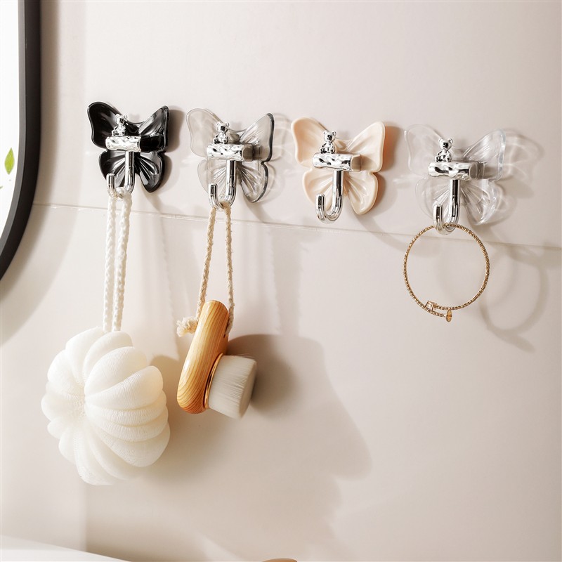 ins轻奢蝴蝶挂钩粘胶强力承重免打孔厨房浴室卫生间门后无痕粘钩