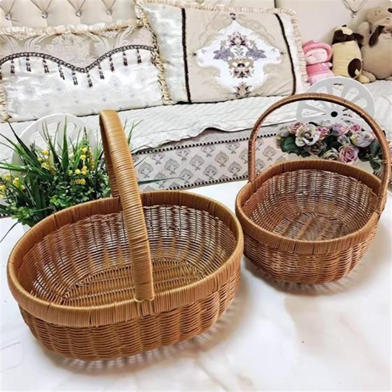 手提水果篮采摘竹篮野餐淄博烧烤仿藤编织筐购物篮菜篮礼品包装篮