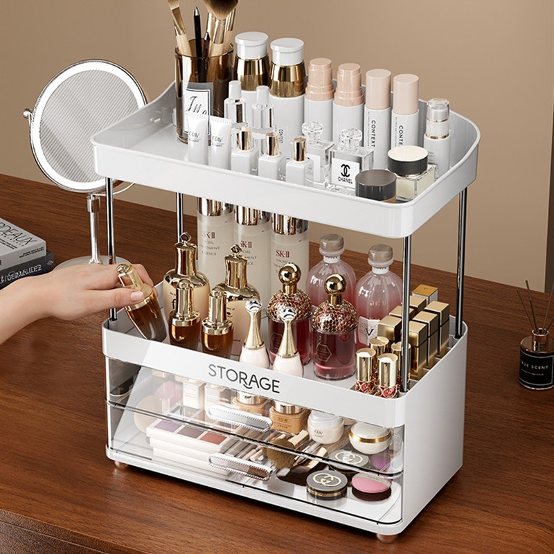 化妆品收纳盒桌面高级感抽屉式口红整理大容量梳妆台护肤品置物架