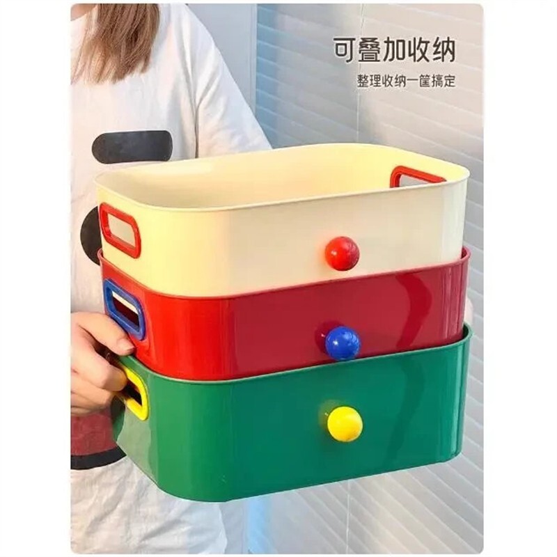 多巴胺收纳盒桌面可爱盒子零食筐亚克力文具化妆品杂物整理置物筐