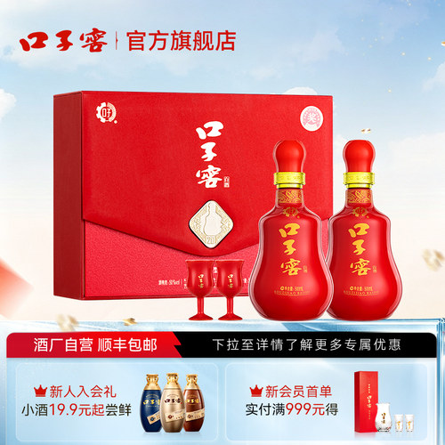 口子窖20年白酒礼盒50度500mL*2