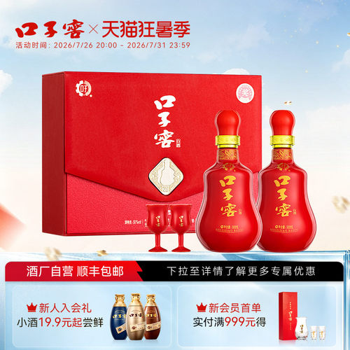 口子窖20年白酒礼盒50度500mL*2