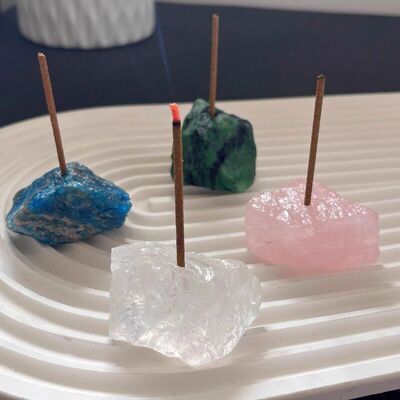 天然水晶原石香插底座摆件家居装饰品小众供佛香架线香创意礼品