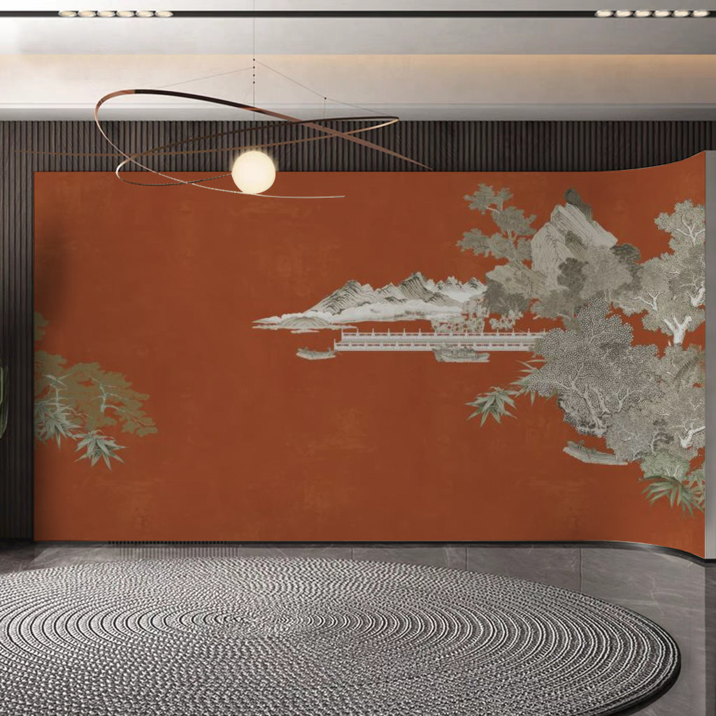 现代新中式轻奢定制墙纸酒店客厅卧室电视沙发背景墙壁画墙布壁纸,家装主材,无纺布墙纸,淘宝优惠券,粉丝福利购,淘宝优惠卷