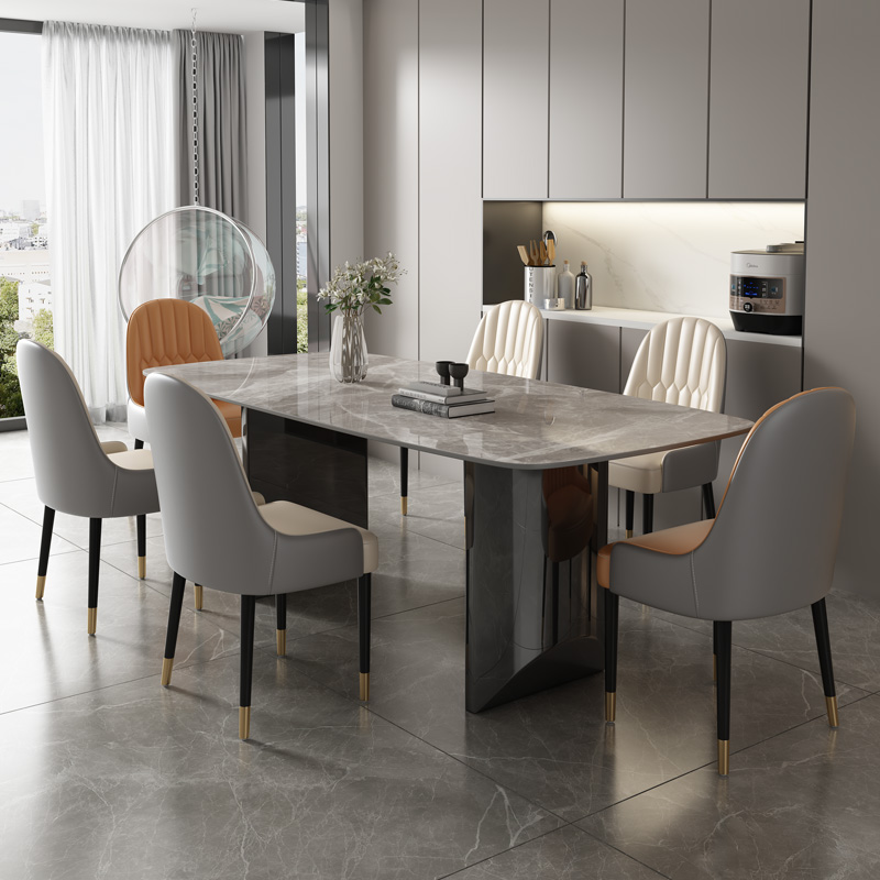 潘多拉岩板餐桌椅组合