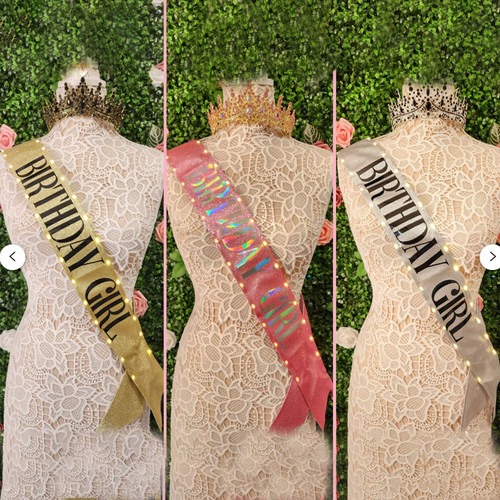 定制发光礼仪带金葱布腰带生日派对LED肩带绶带生日礼物birthday