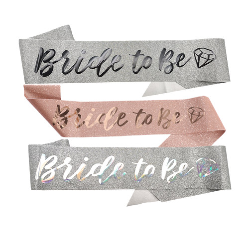 时尚新款金葱布新娘肩带礼仪带 BRIDE TO BE绶带腰带婚礼装饰