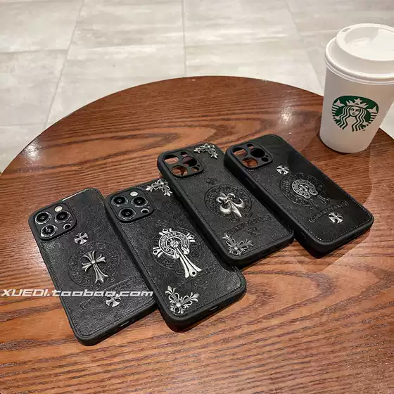 Trendy Brand 3D Metal Chrome Hearts Case for Apple 17 Pro Max, New iPhone 16, 15 Leather Matte Full-Cover Silicone, 14 Personalized Niche High-End Style, 13 Fashionable Unisex Shockproof