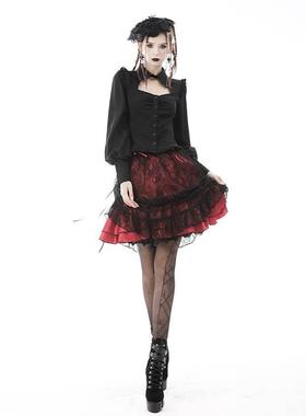 2022原创个性欧美短女式蕾丝罩衫红色性感迷你裙KW215