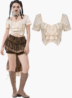 DARK IN LOVE哥特女装蒸汽朋克褶皱领上衣TW634