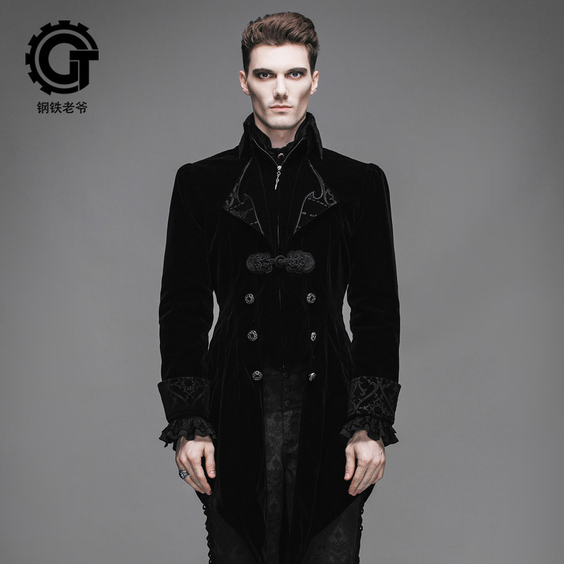 钢铁老爷朋克复古暗黑风中世纪礼服吸血鬼外套长袖修身万圣节服饰