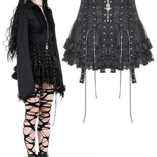 暗黑铆钉绑带蕾丝性感朋克风半身裙KW332 LOVE哥特女装 DARK