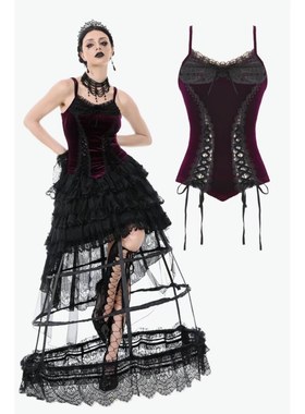 DARK IN LOVE 哥特暗黑红色丝绒绑带吊带上衣TW643