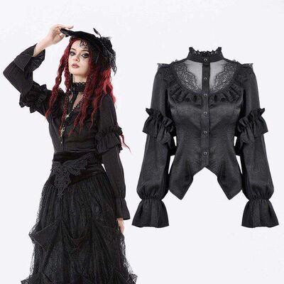 DARK IN LOVE哥特女装乌鸦之吻哥特式宫廷风衬衫 IW136