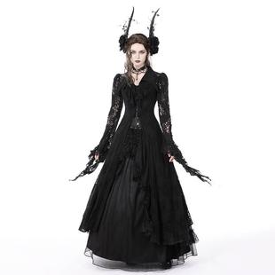 欧美个性原创设计哥特式浪漫镂空性感褶边蕾丝连衣裙DW734