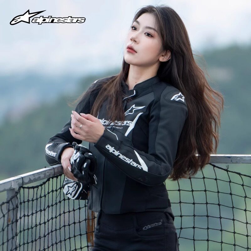 a星alpinestars摩托车皮衣FASTER V3防摔机车皮夹克机车服女款