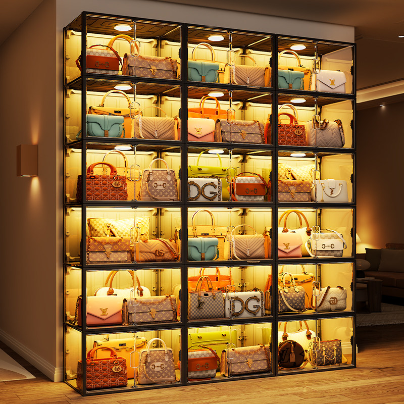 放包包收纳神器落地存放展示柜置物架包架家用防尘盒大包包柜架子