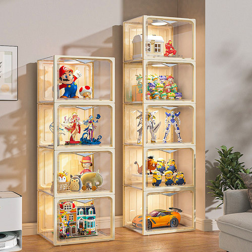 精致奶油风！手办展示柜透明