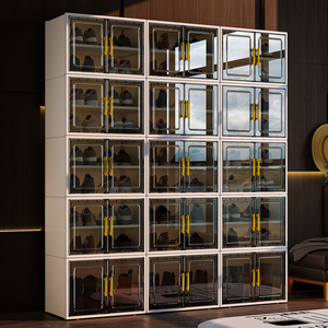 鞋盒收纳盒家用门口塑料鞋柜收纳柜透明鞋子收纳神器一体靠墙鞋架