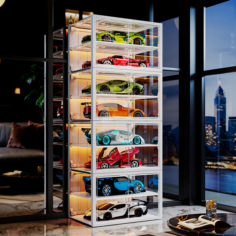赛车展示柜手办模型陈列置物架子家用公仔高达模型透明展示盒