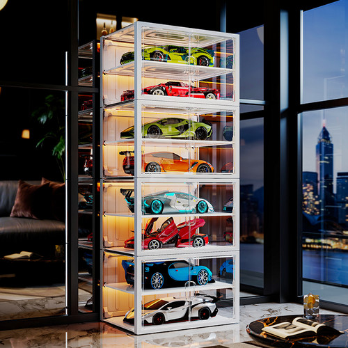 赛车展示柜手办模型陈列置物架子家用公仔高达模型透明展示盒