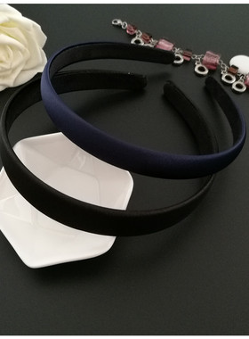 韩国进口时尚简约百搭黑色光面布艺发箍绸缎头箍压发发卡欧美头饰