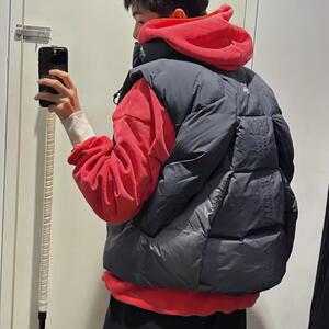 小众废土风联名轨界勘测作业AD抽绳火山脊羽绒马甲背心外套保暖潮