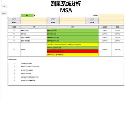 MSA测量系统分析-五性分析（重复性与再现性/偏倚与线性/稳定性）