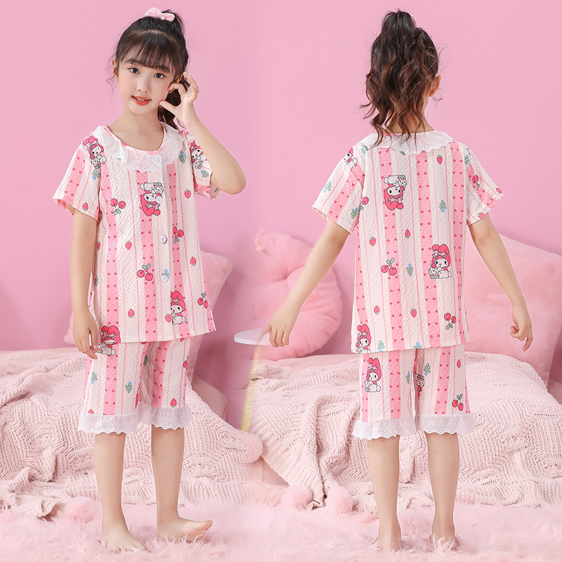 儿童睡衣女童短袖短裤夏季薄款2025新款公主宝宝美乐蒂家居服套装
