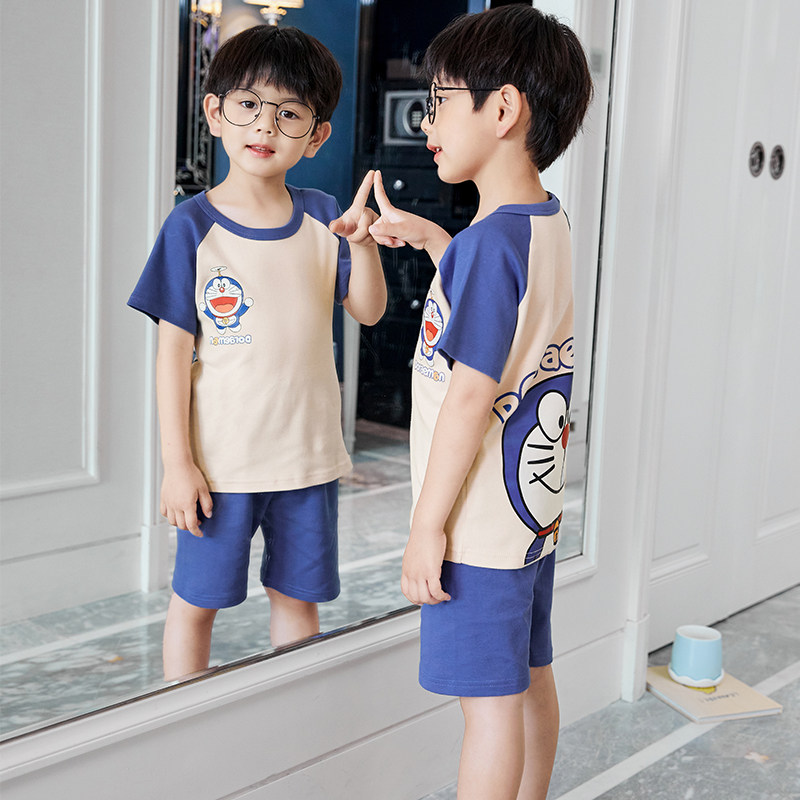 男童睡衣夏季短袖棉全小女孩图片