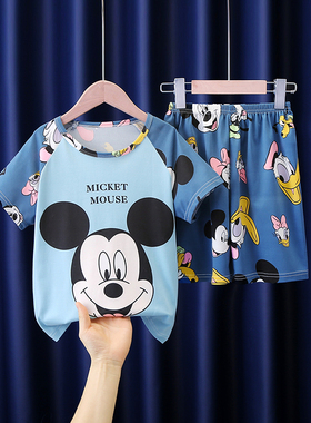 男童睡衣套装可爱女孩短袖儿童小孩空调家居服夏季薄款中大童宝宝