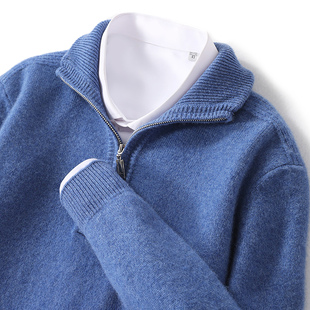 青年羊绒衫男半高拉链加厚打底毛衣青少年羊毛衫立领初中高中学生