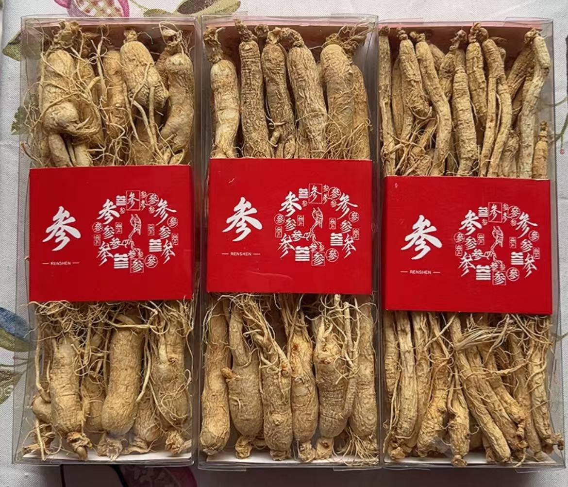500克礼盒新货整枝长白山人参白参生晒参煲汤食材泡酒小干参批发