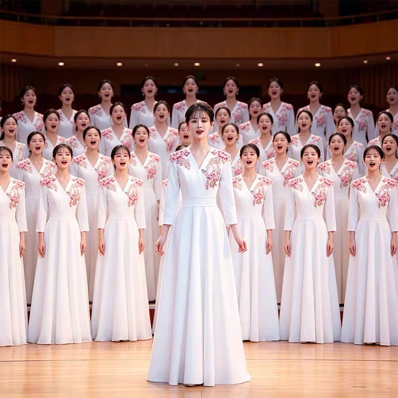 大合唱团礼服指挥演出服女长裙图片