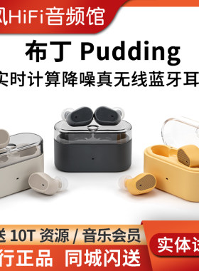 水月雨Pudding布丁TWS入耳式耳机真无线蓝牙6.0实时ANC主动降噪豆