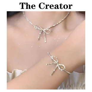 999纯银蝴蝶结碎银子项链女款2025新款轻奢小众高级感锁骨链礼物