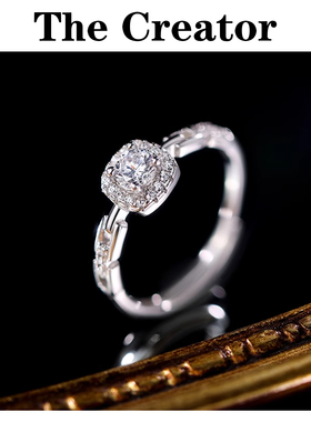 轻奢小众设计~925纯银方钻戒指