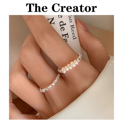 高级感素圈指环~999纯银珍珠戒指