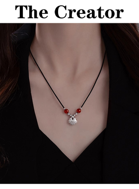 小众轻奢~毛衣链长命锁项链