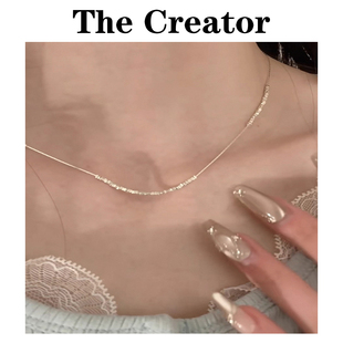 999纯银简约碎银子项链女长款2025新款轻奢小众饰品配饰颈链礼物