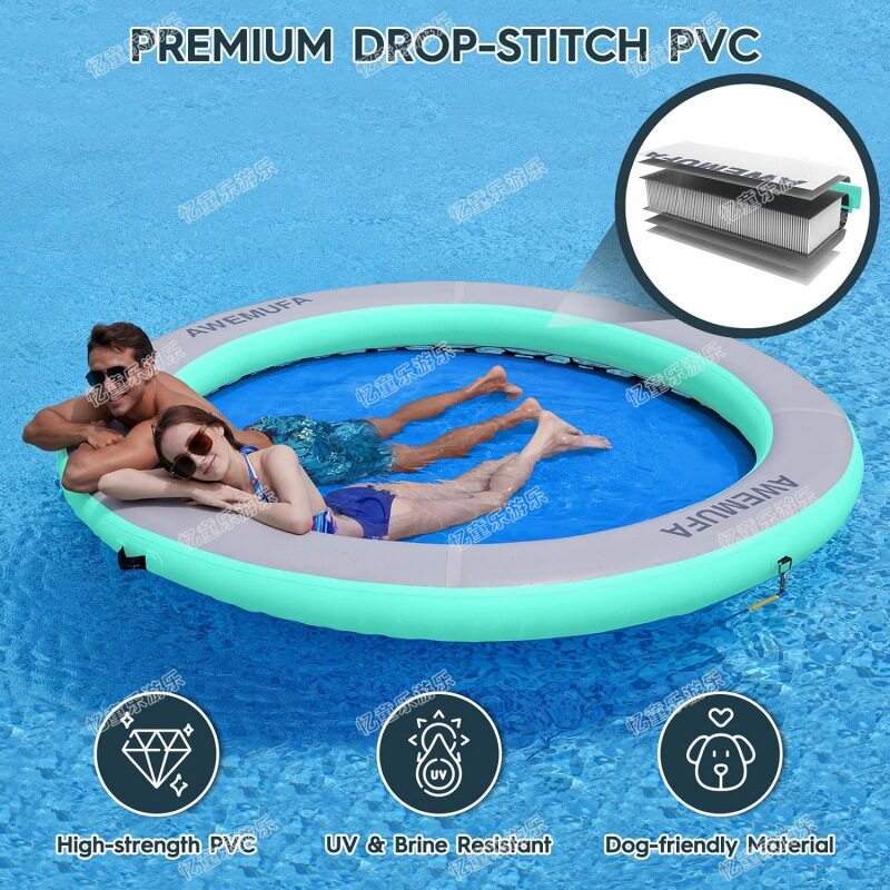 水上充气床浮排圆形游泳池防溺水漂浮垫夏季海上玩水浮板水上浮台