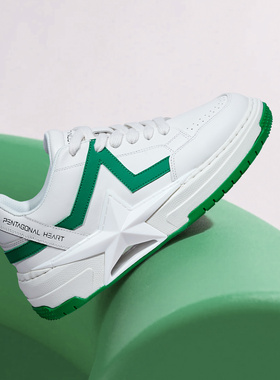 PENTAGONAL HEART五角心踏星步梦系列经典标牌星星鞋翠绿色滑板鞋