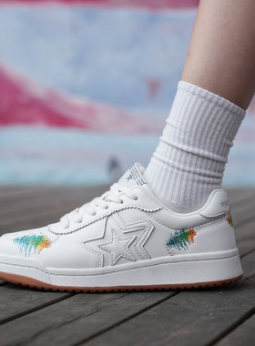 PENTAGONAL X GhostMask帽帽星系列刺绣星星板鞋男女情侣鞋小白鞋