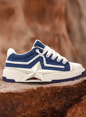 【明星同款】PENTAGONAL HEART五角心牛仔碎边五角星厚底板鞋男女