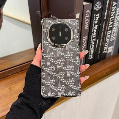 适用华为MateX5壳高级感真皮狗牙折叠屏mateX6全包防摔保护套x5典藏版奢华女新款matex3中轴 黑色狗牙-中轴单