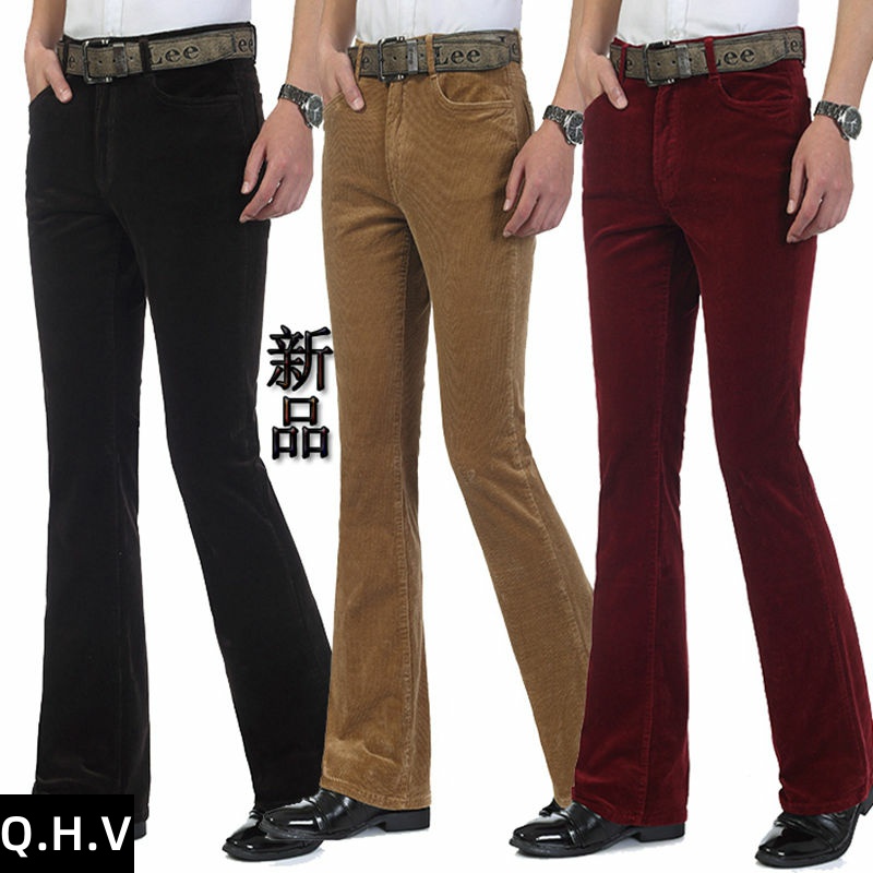 春秋新品中腰灯芯绒条纹男士裤子
