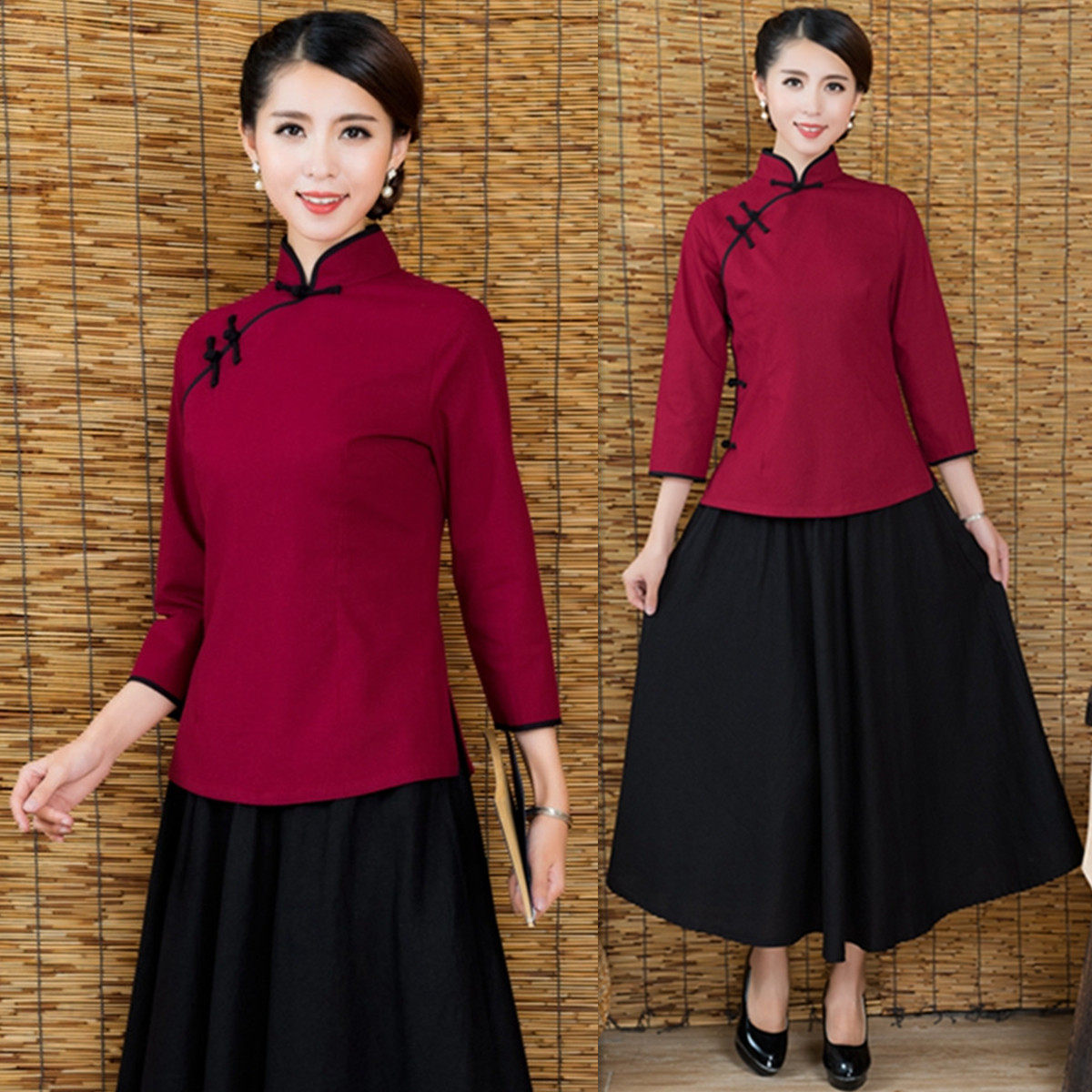 棉麻旗袍上衣2019新款春秋装中国民族风唐装女士上衣长袖民国风