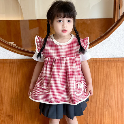 女宝宝罩衣纯棉防水吃饭衣婴儿无袖护衣围裙小孩辅食围兜洋气薄款