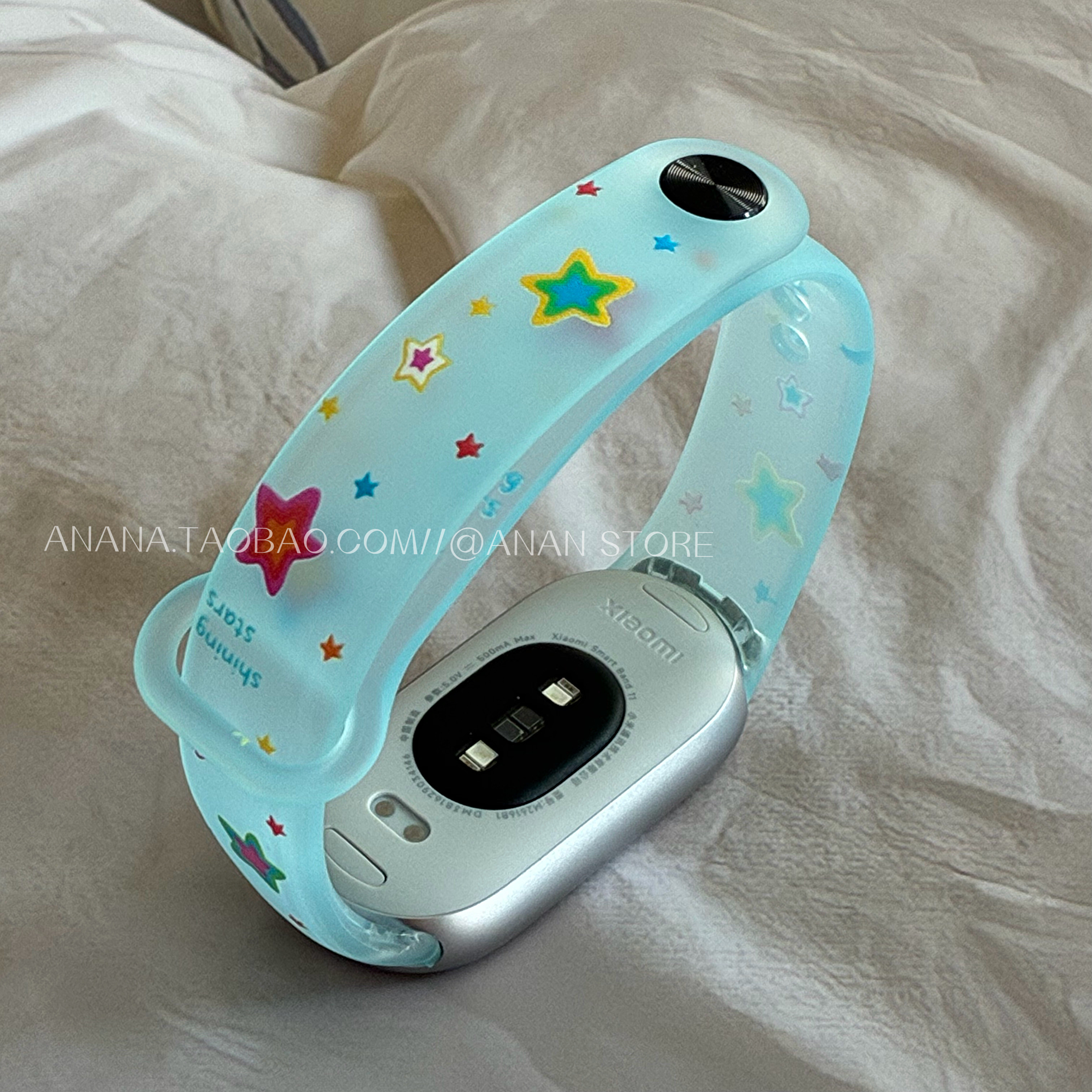 ANANSTORE磨砂彩色星星表带适用于小米11手环10/9/8腕带NFC版通用