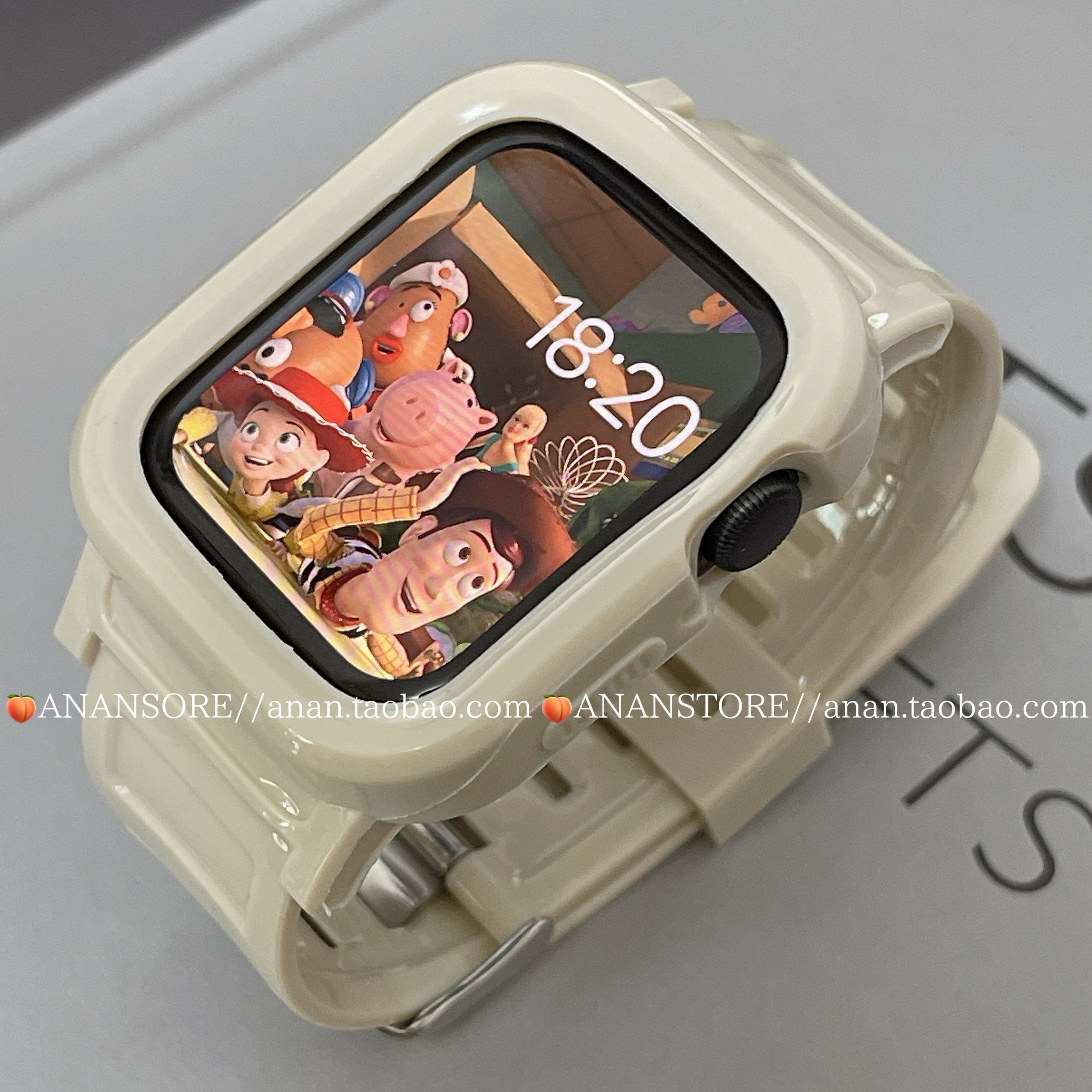 ANANSTORE星光色一体式硅胶表带壳适用苹果手表iwatchs9876se新款